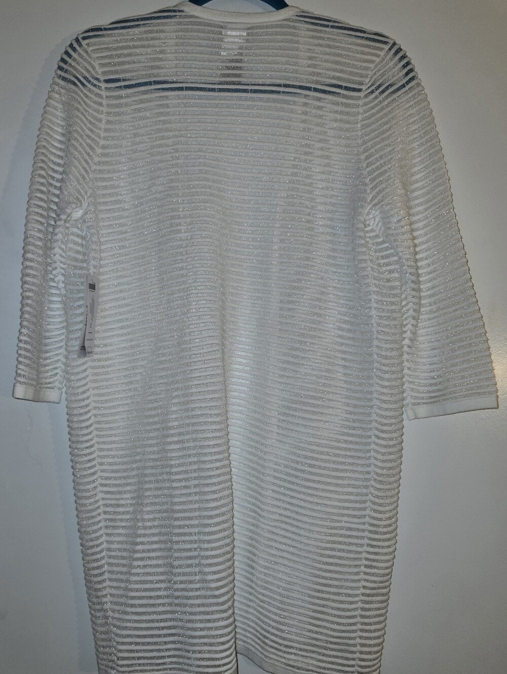 Chico's Ivory & Metallic Stripe Cardigan Sweater Small (0)